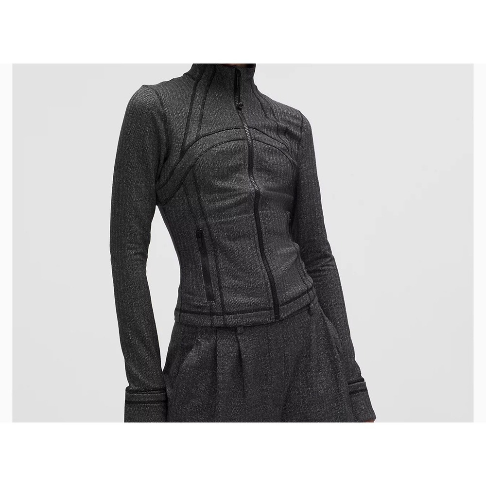 Lululemon‎ Define Cropped Jacket Herringbone Black Grey Slim Fit Size 12 NEW
